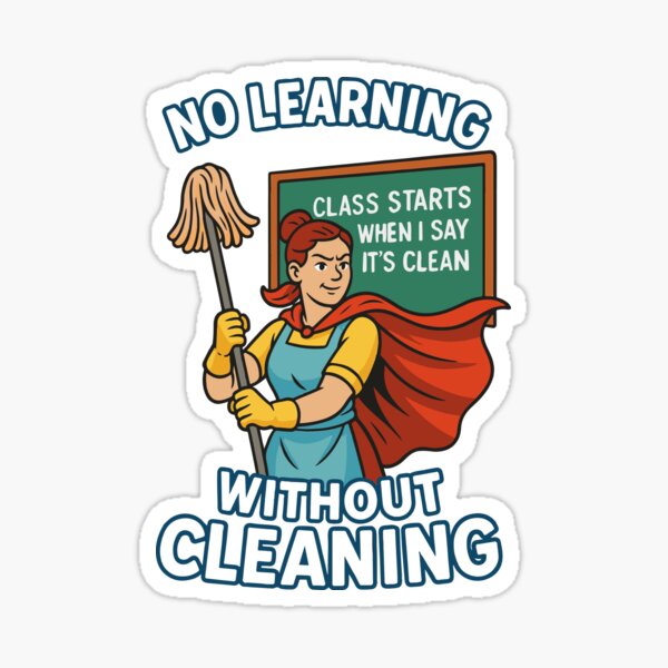 Item preview, No Learning Without Cleaning – Funny Janitor Superhero Back to School designed and sold by AlmaMoArt.