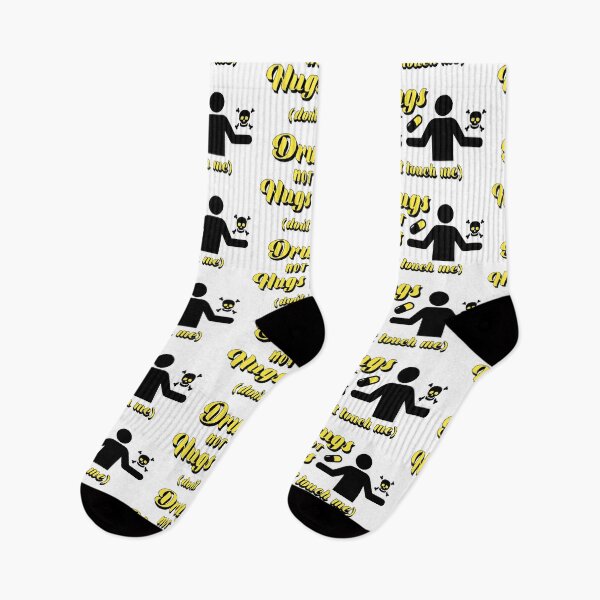 Item preview, Drugs Not Hugs Dont Touch Me funny Sayings Quote Street, Sarcastic Humor bright yellow designed and sold by SomniferumWars.