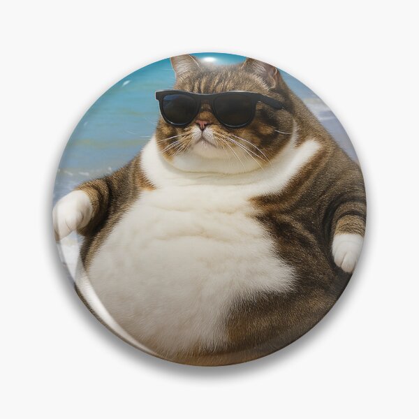 Item preview, Fat cat with sunglasses at the beach designed and sold by CoolestShirtss.