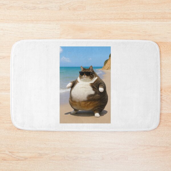 Item preview, Fat cat with sunglasses at the beach designed and sold by CoolestShirtss.