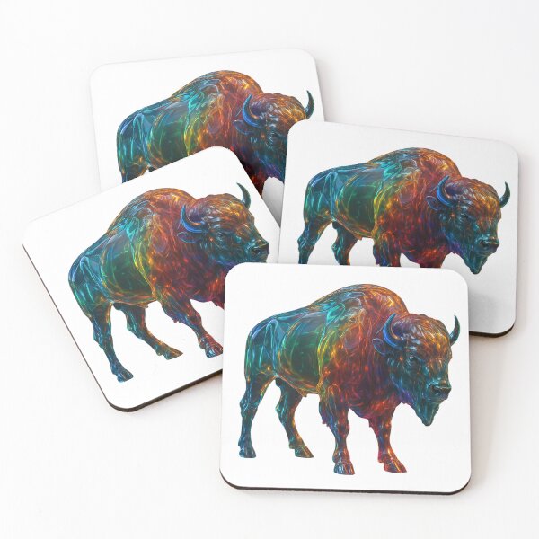 Item preview, "Rainbow Glass Bison – Vibrant Colorful Animal Art for Home & Gifts" designed and sold by GloriousArtSKD.