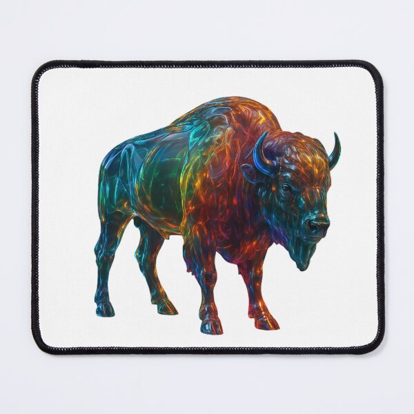 Item preview, "Rainbow Glass Bison – Vibrant Colorful Animal Art for Home & Gifts" designed and sold by GloriousArtSKD.