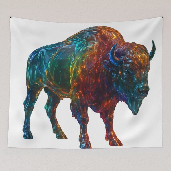 Item preview, "Rainbow Glass Bison – Vibrant Colorful Animal Art for Home & Gifts" designed and sold by GloriousArtSKD.