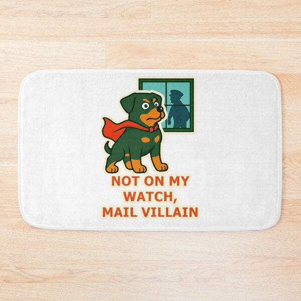 Item preview, Guard Dog Superhero vs Mail Villain Funny Pet Protection Humor designed and sold by EdgyEdgeArt.