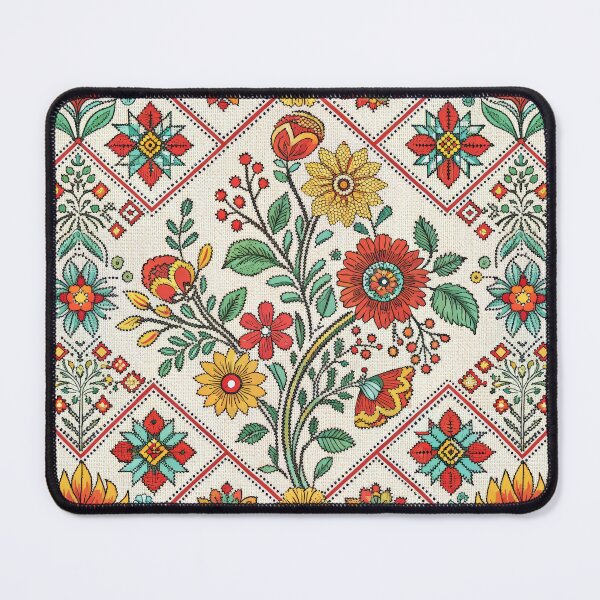 Item preview, Vibrant Folk Floral Cross-Stitch Seamless Pattern. designed and sold by RGShirtWorks.