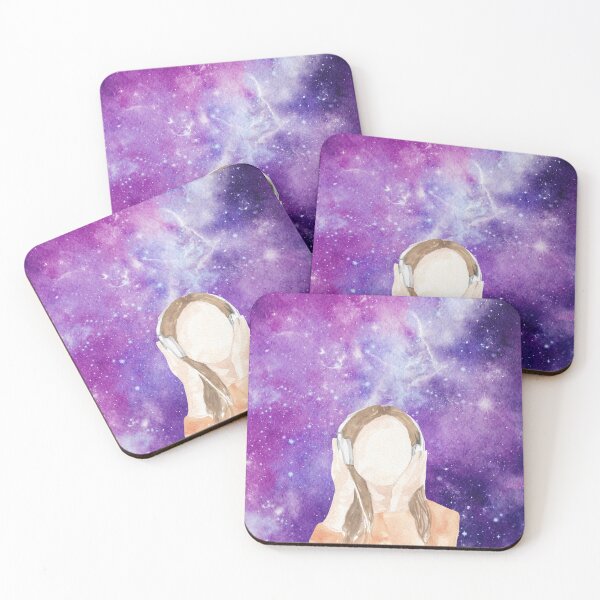 Item preview, Purple Galaxy Escape - Girl Listening to Music in Space designed and sold by Softglow-Studio.