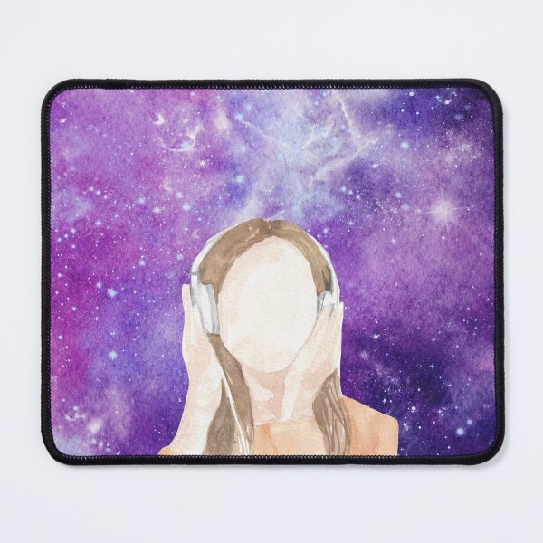 Item preview, Purple Galaxy Escape - Girl Listening to Music in Space designed and sold by Softglow-Studio.