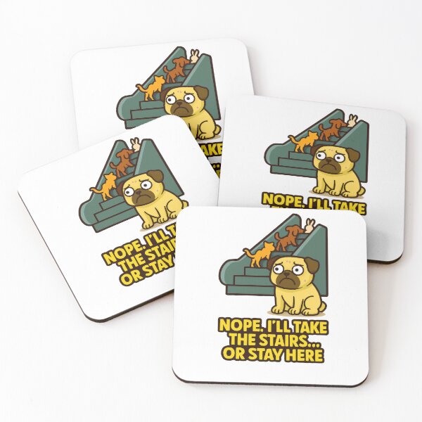 Item preview, Escalator Anxiety Pug Meme - I'll Take The Stairs Pet Humour designed and sold by EdgyEdgeArt.