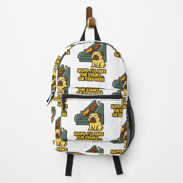 Item preview, Escalator Anxiety Pug Meme - I'll Take The Stairs Pet Humour designed and sold by EdgyEdgeArt.