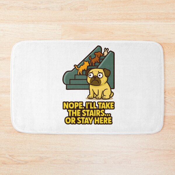 Item preview, Escalator Anxiety Pug Meme - I'll Take The Stairs Pet Humour designed and sold by EdgyEdgeArt.