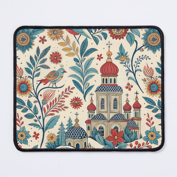 Item preview, Slavic Folk Art Pattern with Birds, Flowers and Orthodox Churches. designed and sold by RGShirtWorks.