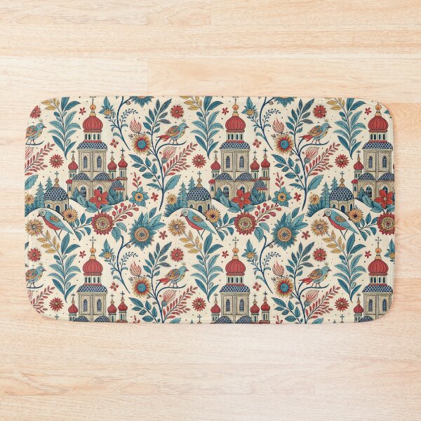 Item preview, Slavic Folk Art Pattern with Birds, Flowers and Orthodox Churches. designed and sold by RGShirtWorks.