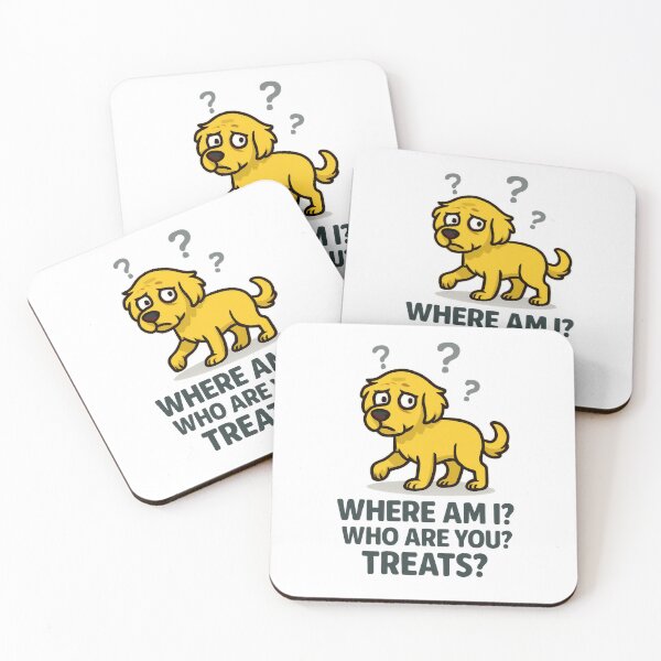 Item preview, here Am I Who Are You Treats - Confused Puppy Meme designed and sold by EdgyEdgeArt.