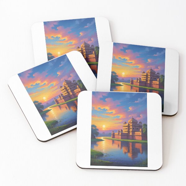 Item preview, Indian palace with Sunset against river designed and sold by Anisha  Vaz.