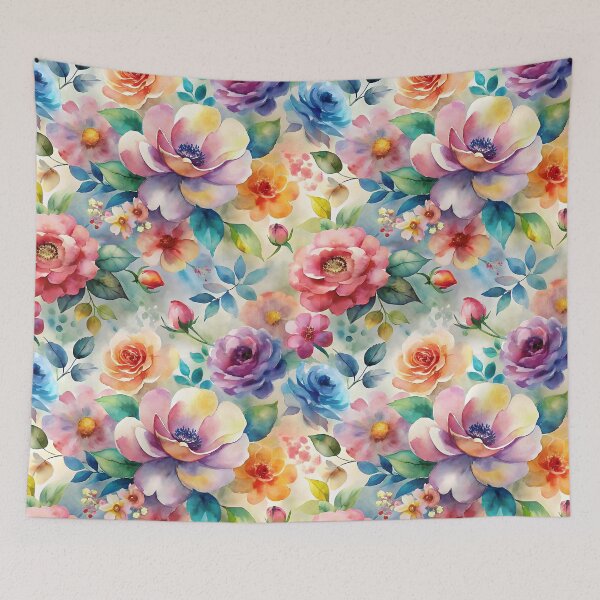 Item preview, colorful flowers pattern designed and sold by trendspatterns.