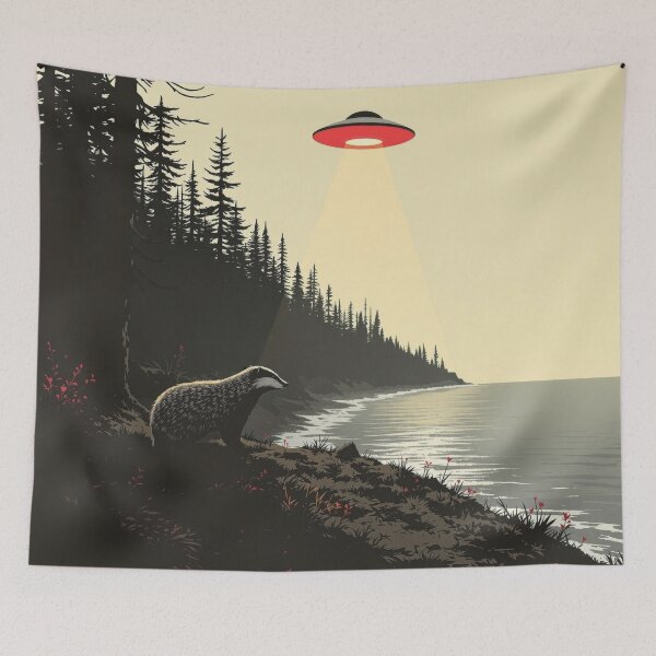 Item preview, Badger and UFO designed and sold by HabitableMoons.