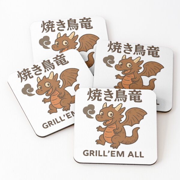 Item preview, Grill 'Em All - Cute Dragon BBQ Grilling Food Pun designed and sold by Alchemy Ink.