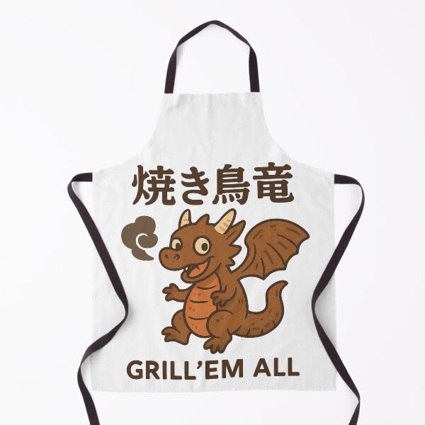 Item preview, Grill 'Em All - Cute Dragon BBQ Grilling Food Pun designed and sold by Alchemy Ink.