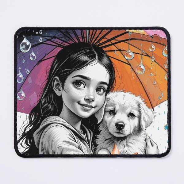 Item preview, Young Girl With a White Dog and a Colorful Umbrella 2 designed and sold by AlinaSCorner.