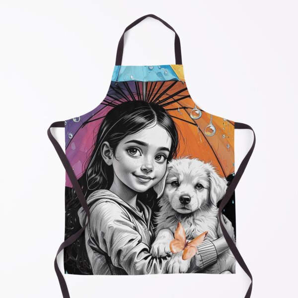 Item preview, Young Girl With a White Dog and a Colorful Umbrella 2 designed and sold by AlinaSCorner.