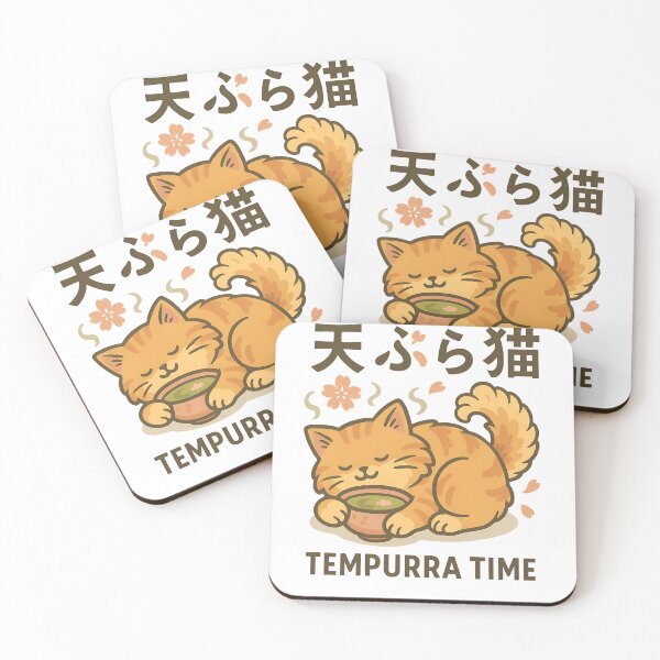 Item preview, Tempurra Time - Cute Cat Japanese Food Pun Kawaii designed and sold by Alchemy Ink.