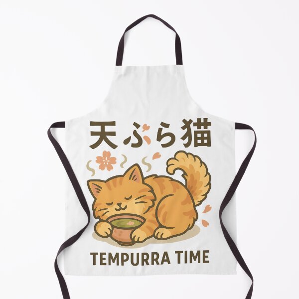 Item preview, Tempurra Time - Cute Cat Japanese Food Pun Kawaii designed and sold by Alchemy Ink.