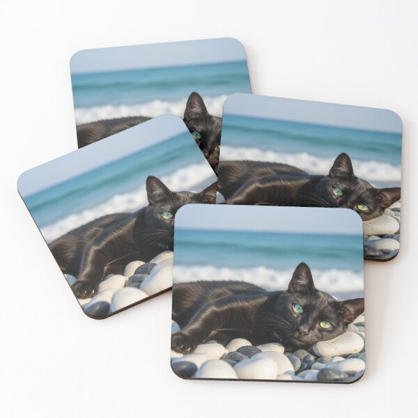 Item preview, Black Cat and Pebbles designed and sold by Quennie Bacol Artwork.