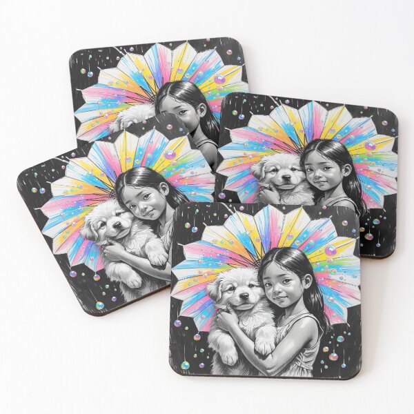 Item preview, Young Girl With a White Dog and a Colorful Umbrella 3 designed and sold by AlinaSCorner.