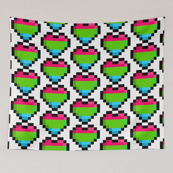 Item preview, Polysexual Pixel Heart Pride Flag designed and sold by HarveyHandcraftsandDesigns.
