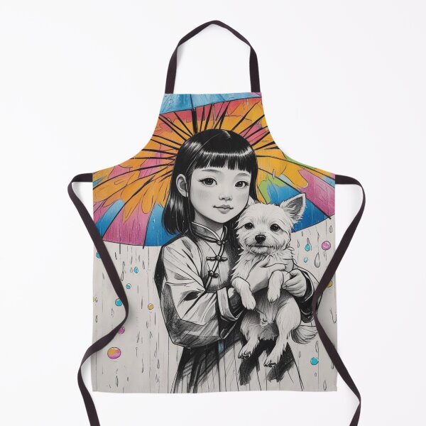 Item preview, Young Girl With a White Dog and a Colorful Umbrella 4 designed and sold by AlinaSCorner.