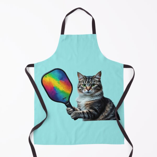 Item preview, Green Eyed-Cat with Rainbow Pickleball Paddle designed and sold by RickGoulet.
