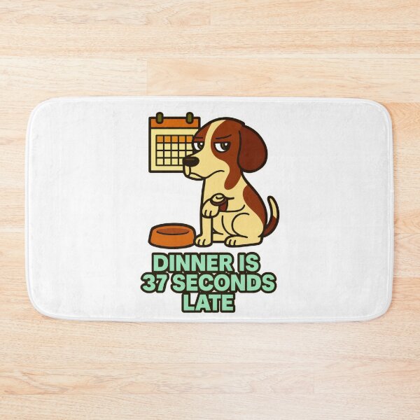 Item preview, Food Anxiety Dog Meme - Dinner Is 37 Seconds Late - Funny Pet Hunger Drama designed and sold by EdgyEdgeArt.