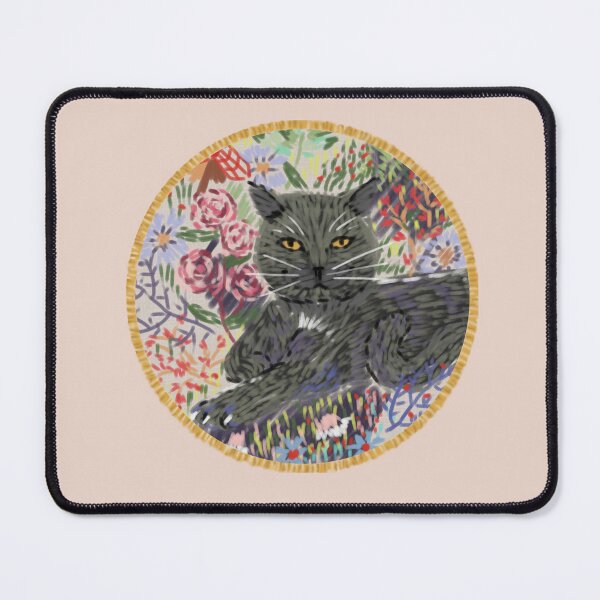 Item preview, Gray cat in a field of flowers designed and sold by Atelier Girouette .