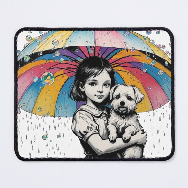 Item preview, Young Girl With a White Dog and a Colorful Umbrella 7 designed and sold by AlinaSCorner.