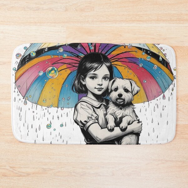 Item preview, Young Girl With a White Dog and a Colorful Umbrella 7 designed and sold by AlinaSCorner.