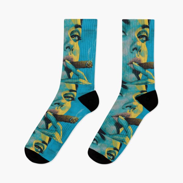 Item preview, Command the Room - Bold Woman with Cigar in Vivid Blue and Yellow Abstract Digital AI Art designed and sold by OlfactoART Studio.