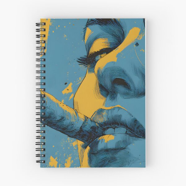 Item preview, Ignite the Gaze of a Bold Woman - Blue and Yellow Portrait with Fierce Cigar Energy designed and sold by OlfactoART Studio.