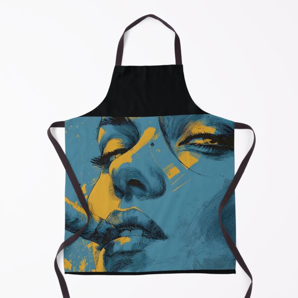 Item preview, Ignite the Gaze of a Bold Woman - Blue and Yellow Portrait with Fierce Cigar Energy designed and sold by OlfactoART Studio.