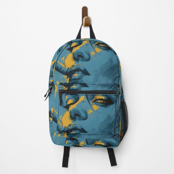 Item preview, Ignite the Gaze of a Bold Woman - Blue and Yellow Portrait with Fierce Cigar Energy designed and sold by OlfactoART Studio.
