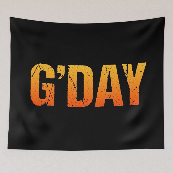 Item preview, G’day in Hot Orange Gradient designed and sold by Memes N Lore .