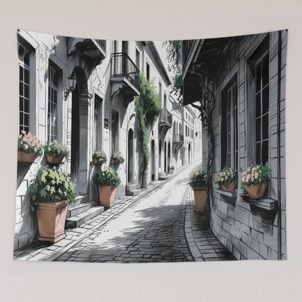 Item preview, Lifestyle Hub: Vintage European Alley - BW designed and sold by M&M Lifestyle Hub.
