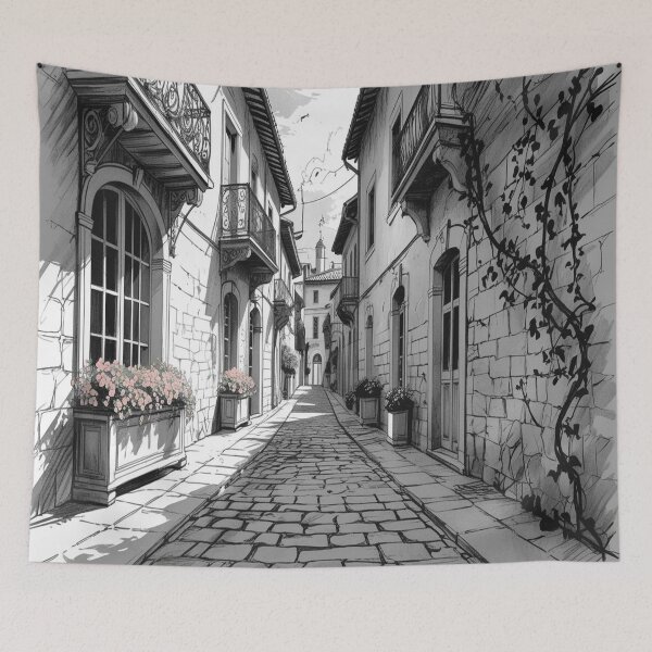 Item preview, Lifestyle Hub: Vintage European Alley - BW designed and sold by M&M Lifestyle Hub.