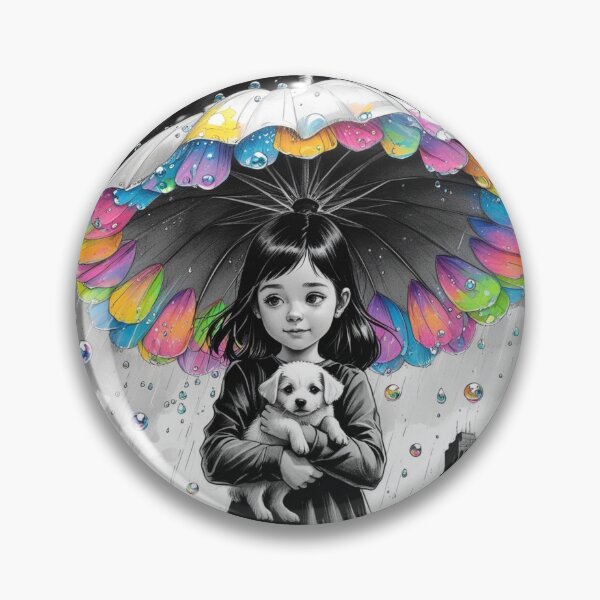 Item preview, Young Girl With a White Dog and a Colorful Umbrella 8 designed and sold by AlinaSCorner.