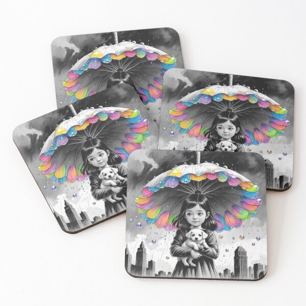 Item preview, Young Girl With a White Dog and a Colorful Umbrella 8 designed and sold by AlinaSCorner.