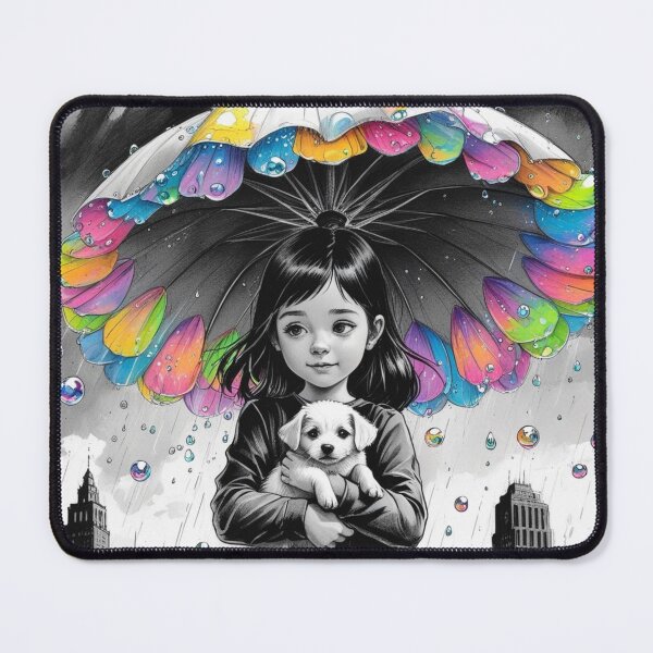 Item preview, Young Girl With a White Dog and a Colorful Umbrella 8 designed and sold by AlinaSCorner.