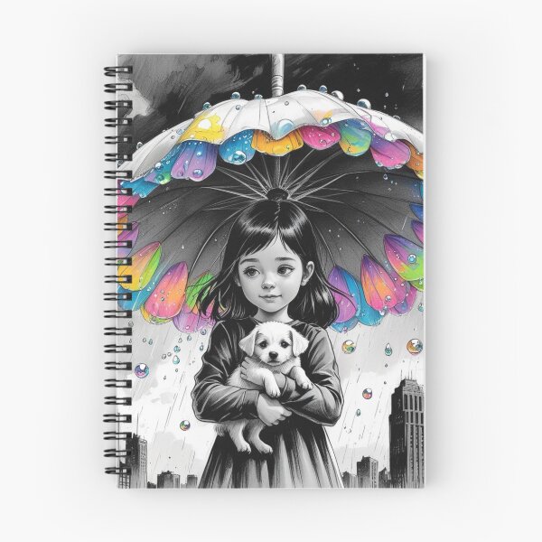Item preview, Young Girl With a White Dog and a Colorful Umbrella 8 designed and sold by AlinaSCorner.