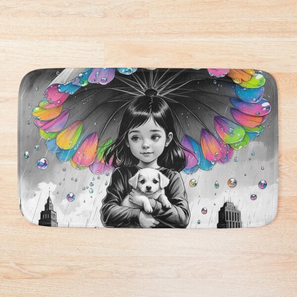 Item preview, Young Girl With a White Dog and a Colorful Umbrella 8 designed and sold by AlinaSCorner.