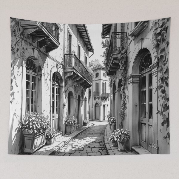Item preview, Lifestyle Hub: Vintage European Alley - BW designed and sold by M&M Lifestyle Hub.