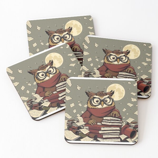 Item preview, Book owl, reading owl in front of books designed and sold by Zazeyy.
