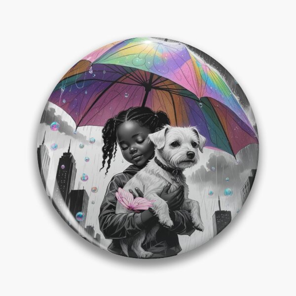 Item preview, Young Girl With a White Dog and a Colorful Umbrella 9 designed and sold by AlinaSCorner.